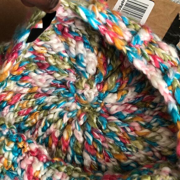 2000s y2k Unique Lane bryant crochet multicolored colorful beanie hat cap baker - Picture 3 of 4